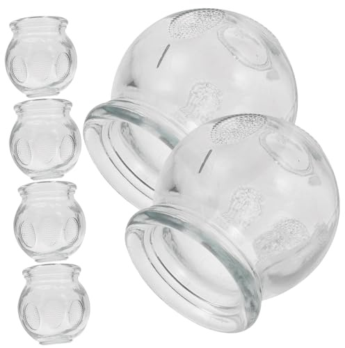 MOLUCKFU Ensemble De 6 Ventouses De Massage En Verre N°1 Robustes, Thérapie Par Ventouses à Succion Forte, Pour Usage Domestique, Stimulation Du Flux Sanguin, Amélioration Immunitaire, Soins Du Corps