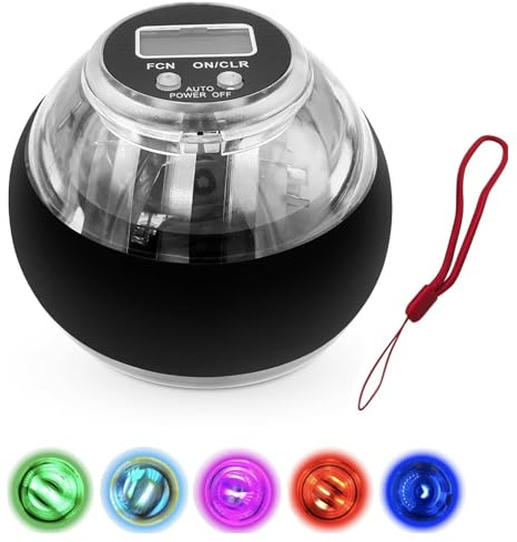 Ejercitador de muñeca giroscópico, bola de torsión de inicio automático con contador y luces LED, entrenador de fortalecimiento de manos para entrenamiento de antebrazo, gimnasio en casa, oficina, uso