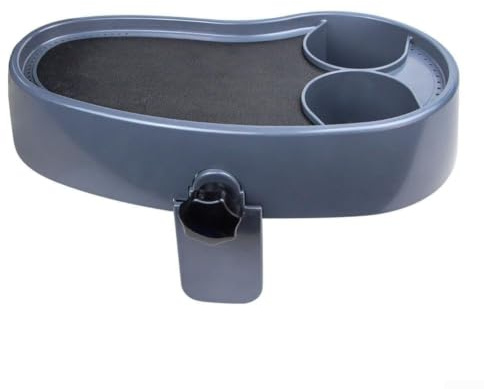 Tavolino regolabile con portabevande, vassoio antiscivolo per bevande e snack, vasca da bagno impermeabile per supporto per telefono cady, supporto per accessori per piscina, grigio