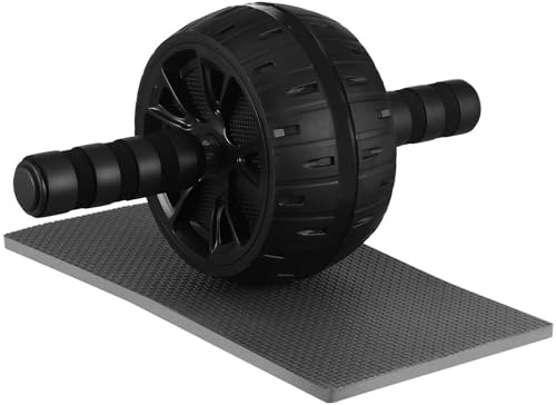 TOYANDONA Rouleau Abdominal Noir avec Poignée Confortable et Tapis Genouillère, Équipement Polyvalent en Pp-ter Acier pour Entraînement Musculaire du Tronc à Domicile