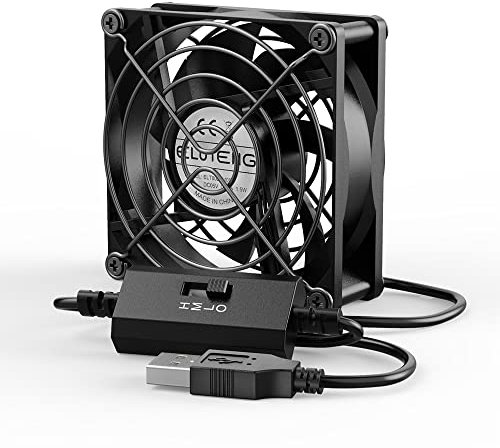 ELUTENG USB Lüfter 80mm 5V mit L/M/H 3 Einstellbare Geschwindigkeiten, Mini Ventilator USB PC Lüfter 80mm Kleiner Ventilator für Computer/PS4 /TV Box/Receiver/AV Schrank/Router/AV-Kabine