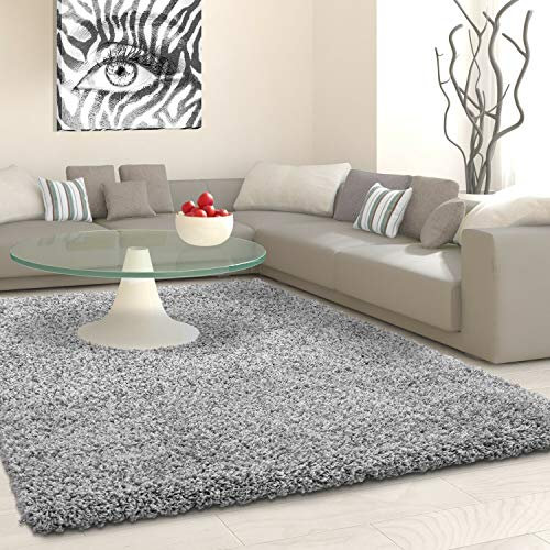 SHAGGY Rug Rugs Living Room Large Soft Touch 5cm Thick Pile Modern Bedroom Living Room Area Rugs Non Shed (Silver Light Grey, 120cm x 170cm (4ft x 6ft))