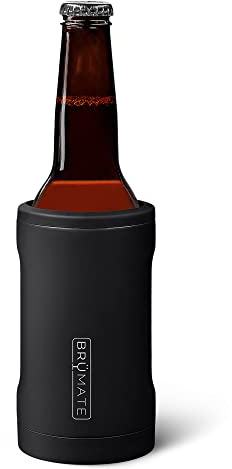 BrüMate Hopsulator Bott'l Insulated Bottle Cooler for Standard 12oz Glass Bottles | Glass Bottle Insulated Stainless Steel Drink Holder for Beer and Soda (Matte Black)