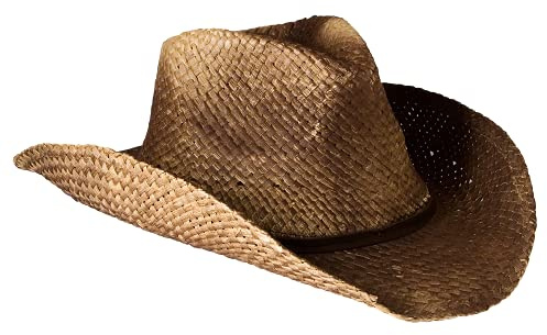 Gamble and Gunn Cowboy Hat, Vintage Style Unisex - Brown Straw with Shapeable Brim,