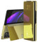 MLOTECH Kompatibel Samsung Galaxy Z Fold 3 Hülle Handyhülle + Schutzfolie Flip Transluzent View Miroir Cover Anti-Schock Spiegel Standfunktion Schutzhülle Gold