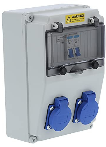 Ejoyous Wandverteiler 2 Position, 16A 220-250V Steckdosenverteiler Stromverteiler Baustromverteiler Verteiler Feuchtraumverteiler Stromverteiler zur Wandbefestigung IP65(#1)