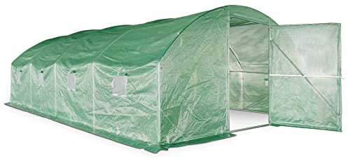 Garden Point | Tunnel di lamina | 4 x 6 x 2 m |Verde | Foglio di casa | Tenda Serra | Stagnola per piante | Pomodoro in serra | Con Porta