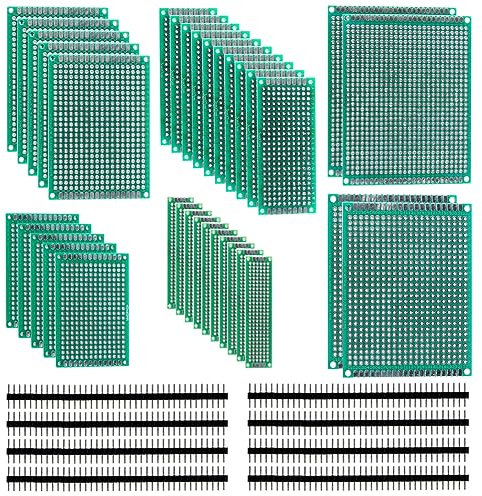 Stemedu 42PCS lötloses doppelseitiges Protoboard Universal PCB Board Prototyp Kit Elektronische Brotscheibe mit 6 Größen (2x8 3x7 4x6 5x7 6x8 7x9cm) für Arduino DIY Projekt
