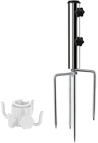 LEcylankEr sonnenschirmständer - Schirmständer mit 4 Heringen, Abnehmbar Einstellbar Robuster Bodenanker fur Sonnenschirm aus Metall, Erdspieß Sonnenschirm im Freien, für Strand Gras Sand