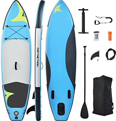 Stand Up Paddling Board Set, 305 x 80 x 15 cm, accessori completi con pagaia regolabile, zaino, pompa a mano, guinzaglio, tool, borsa impermeabile, pinna caudale (blu)