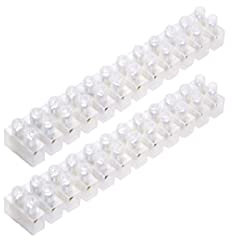 CED Electrical Connector Blocks 12 Way White Terminal Block Electrical Connector Strips 5 Sizes 3A 5A 10A 15A 30A (2x3Amp)