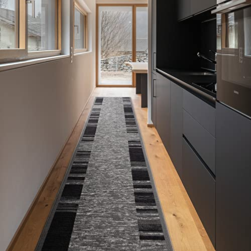 Floordirekt Navona - Alfombra de pasillo para cocina, pasillo y sala de estar, alfombra fina, antideslizante y antiestática, alfombra de pasillo (80 x 600 cm)