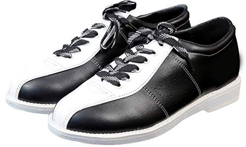 VALINK Scarpe da bowling uomo donna scarpe da bowling in pelle suola antiscivolo scarpe sportive traspirante scarpe fitness nero e bianco, Valinkwtzhq9k70o-18