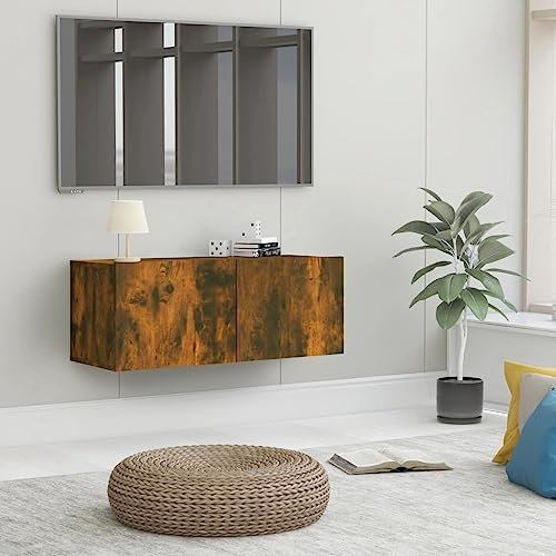 LVHUIDEH TV-Schrank mit Klapptüren, Maximale Belastbarkeit 60 kg, TV Lowboard, TV Board hängend, TV-Hängemöbel, Modernen Hängeschrank, Wohnwand, Wandunterhaltungscenter, 80 x 30 x 30 cm