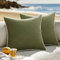 MIULEE 2 Pezzi Cuscini Da Esterno Resistenti Alle Intemperie Cuscini per Divano Decorativi Moderni Copricuscini Decorazione Polistero Aspetto Lino Per Giardino Divano Soggiorno 50x50cm Verde Scuro