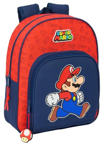 SUPER MARIO TRICK - Mochila Infantil, Ideal para Niños de Diferentes Edades, Cómoda y Versátil, Calidad y Resistencia, 28x10x34 cm