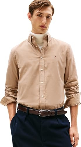 Tommy Hilfiger Uomo Camicia Solid Corduroy Regular Fit, Beige (Coastal Taupe), XXL