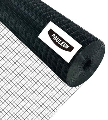 Black Hardware Cloth 24 x 50' 1 Inch 16 Gauge, PVC Coated Galvanized Steel Wire Mesh Roll, Welded Metal Fencing for Chicken Coop, Garden Fence, Poultry, Rabbit, Snake Barrier, and Home Improvement