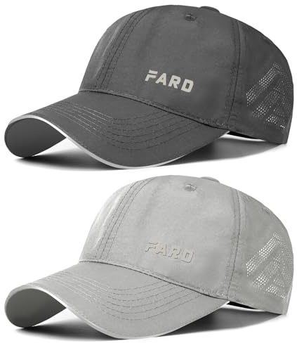 AYPOW 2 Pcs Schnelltrocknend Baseball Cap Herren Damen, Sonnenschutz Basecap mit Reflektierende Krempe Unisex, Leichte Schildmütze Einstellbare Snapback Caps Golf Laufen Tennis Cappy Sommer Outdoor