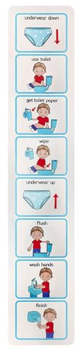Visual De Entrenamiento De Maceta - Tabla De Rutina De Baño Para Niños, Etiqueta De Ayuda Visual De Monitoreo Del Inodoro | Toddler Potty Training Schec Potty Training Visual Kids Bat