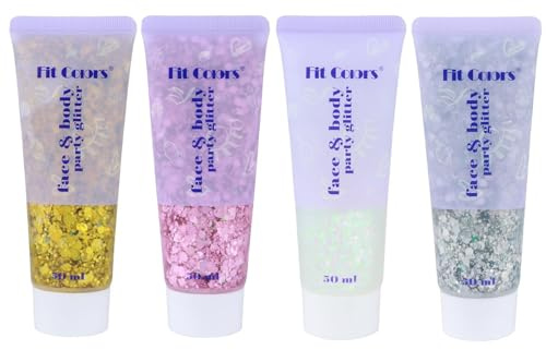 Gel Paillettes Visage 4PCS Paillette Cheveux Visage Maquillage Paillette