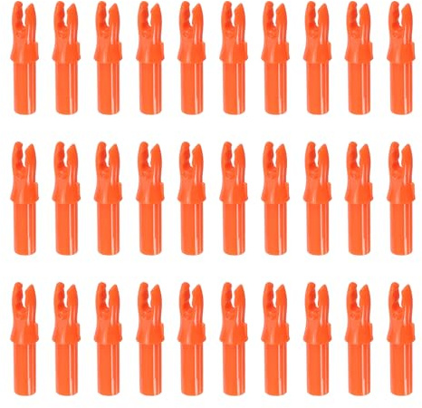 QUARKZMAN Encoches De Flèche en Plastique pour Flèches en Carbone Inserts .244/6.2mm pour DIY Chasse Tir Arc À Poulies Arc Classique (Orange, Pack De 30)