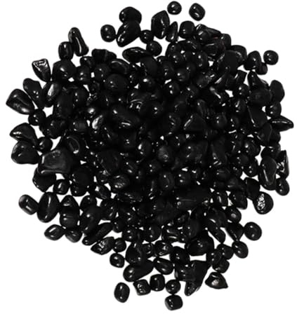 BAZEITFLOW Rocce Nere per Acquario in Vetro 1900G Ghiaia Nera Decorativa Liscia per Acquascaping Sabbia Artificiale Protettiva per Acquari e Fioriere