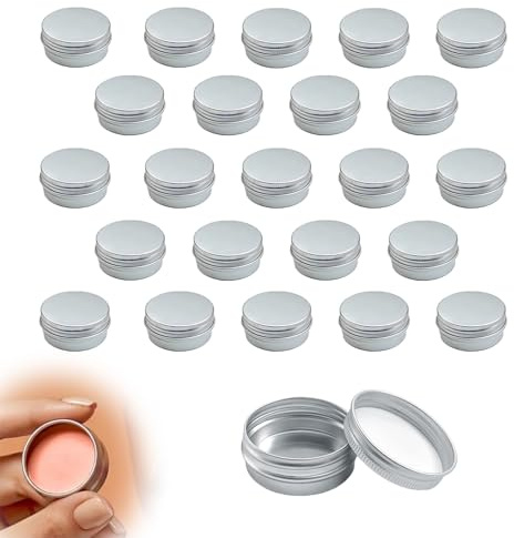 jwtyu 15 ml aluminiumdosor 24 st cremedosor för fyllning Mini läppbalsambehållare för vaxljus DIY Förvaring av ansiktscremes smycken kosmetika etc