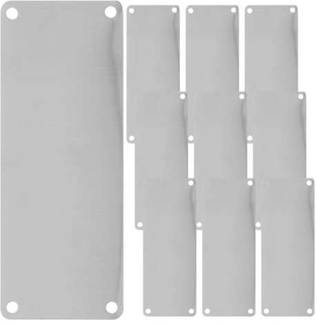 GETAJGHSD Targhetta Identificativa Acciaio Inossidabile 100X50Mm 10 Pezzi 0,5Mm Spessore 4 Fori per Cartelli Ufficio e Progetti Fai da Te