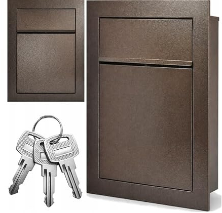 ALSTEN TECH Buzón empotrable Bremen con Cerradura Bronce marrón Montaje en | Buzón empotrado y enrasado, resistente a la intemperie, con cerradura, placa de nombre y formato para correspondencia DIN A4