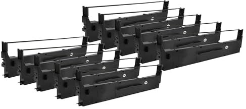 vhbw 10x Farbband Schriftband kompatibel mit Epson LX300tII, LX350, LX 350, LX 300 Plus II Colour Nadeldrucker, Bondrucker - Schwarz