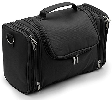IGNPION Large Wash Bag Hanging Toiletry Bag Make Up Bag for Business Travel and Home Storage (Black)