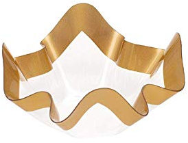 Contenitore piccolo in PET Oro Satinato - Ciotola COPPA in plastica TRASPARENTE con Bordo Oro - per caramelle, marshmallow, dolci, confetti ecc. - Addobbo, decorazione tavola torta, buffet ecc.