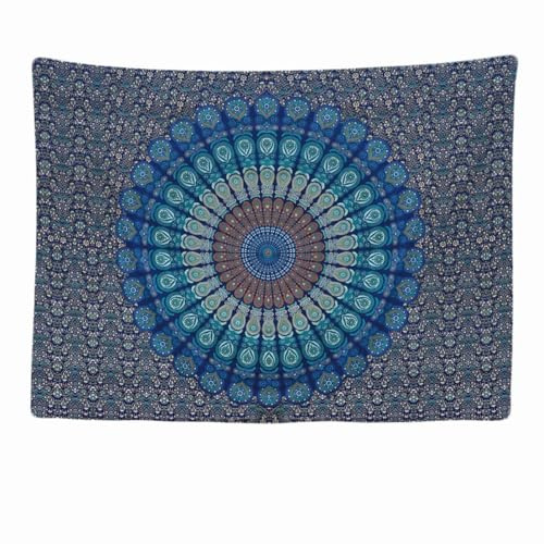 Ulticool - Appeso a Parete Decoración Casa - Mandala Azul Bohemio - 200 x 150 cm Grande – Murales Alfombra Tapiz Pared - Tapices Decorativo para Habitacion Dormitorio Salon