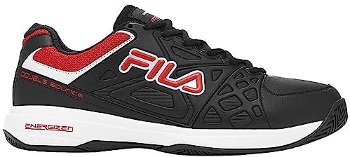 Fila mens Double Bounce 3 Pickleball Shoe, Black/Red/White, 11