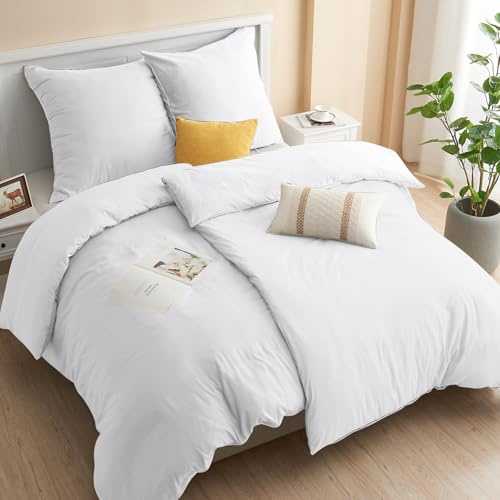 Ohano Juego de ropa de cama de 135 x 200 cm, 4 piezas, juego de 2 fundas nórdicas con 2 fundas de almohada de 80 x 80 cm, súper suave y sin necesidad de planchar, juego de ropa de cama de microfibra