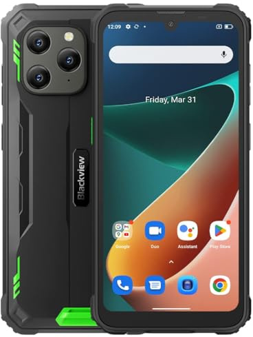 Blackview Mobiltelefon, Okrossbar, BV5300 Pro, ArcSoft® 13MP+8MP, 7GB+64 GB (1 TB Förlängning), Plats för 3 Kort, IP68 Vattentät Smartphone Android 12 Dual SIM, 6,1 HD+, 6580 mAh Batteri, Grön