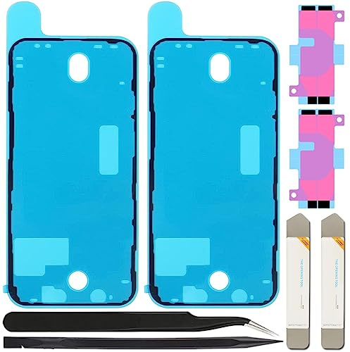ZHUROUPU 7 st Svart Lim Ersättning för iPhone 12, Vattentät Självhäftande LCD Display Folie och Batteri Klistermärken Med Verktyg (6,1