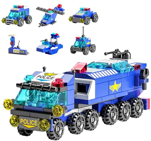 Vilbocr Police Car Toy Building Set for Kids Ages 5-12 | 147-Piece Construction Toy with Moving Wheels Car Chase Adventure Playset
