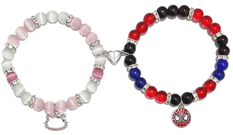 Korotho Matching Bracelets for Couples Best Friend, Matching Spider Kitty Friendship Bracelets for Bff Sister Christmas Matching Bracelet Long Distance Relationship Gifts for Him Her Man Bf Gf (SH2)