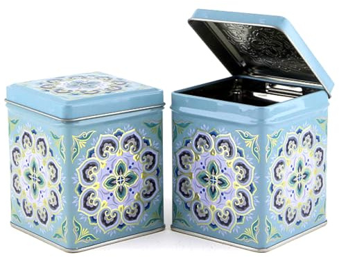 Lujo - Lata de té - Estilo marroquí - Cuadrado - Hermético - Envase de almacenamiento - Cajas de almacenamiento - Contenedores de almacenamiento - Lata de té de 125 gramos - Caja de té - Lata de té