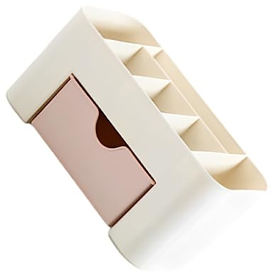 IOIUSKKU Organizador de maquillaje de plástico Joyero Caja de reloj de con cajón Estuche de esmalte de uñas Cosméticos Cepillo Cuidado de la piel Titular Dormitorio, Rosa claro
