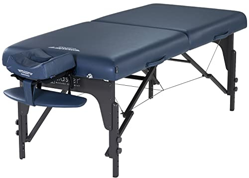 Master Massage 79cm Montclair Pro Portable Massage Table Package, Memory Foam Cushioning, Reiki Panels, Shiatsu Cable Release, Royal Blue