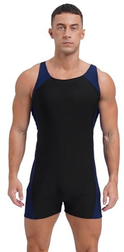 iEFiEL Herren ärmellose Badeanzug Einteiler Schwimmanzug Kurz Bademode Schutzkleidung Sommer Wassersport Ganzanzug Königsblau 3XL