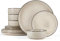 Homikit 12 Piece Dinner Set, Reactive Glaze Kitchen Dinnerware Sets for 4, Elegant Stoneware Included Plates and Bowls, Non-Scratch & Sturdy, Dishwasher & Microwave Safe, Desert Khaki