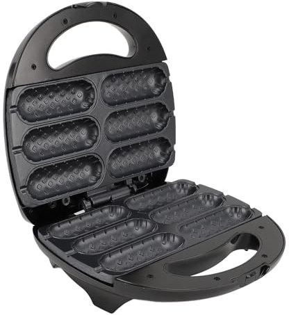 6 Maker de Gofres de Perros de Maíz, 850W Calefacción Rápida Automático Anti -Palo Fabricante de Waffle Comercial, Máquina de Hot Dog para Fiesta Restaurante, Fácil de Limpiar (#1)