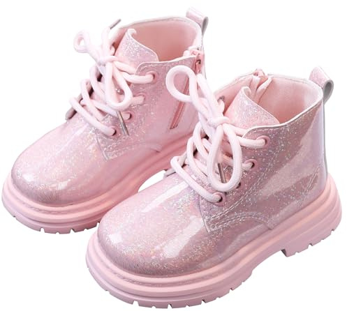Maeau Herbst Stiefel Kinder Mädchen Jungen Schnürstiefeletten Boots Wasserdicht Kleinkind Lackstiefel 28 Schnürstiefel Rosa Stiefeletten Glitzer Pailletten Glänzend Schuhe Lederstiefel Winterstiefel