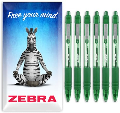 Zebra Z-Grip Smooth Ink infällbar kulspetspenna – 1,0 mm spets – paket med 6 pennor – i presentförpackning – grön