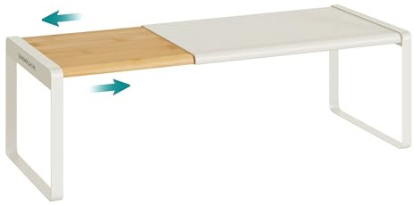 SONGMICS HOME Gewürzregal, ausziehbar, Küchen-Organizer, Küchenregal, Schrank-Organizer, Gewürzhalter, Küche, kleines Regal, Tisch-Organizer, naturbeige-cremeweiß KCS052W01