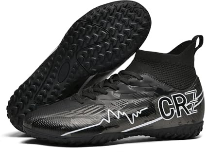 Soccer Cleats for Mens Womens Indoor Turf Soccer Shoes Youth AG TF Training Football Boots Unisex, 033 Tf Black, 5.5 Women/4 Men